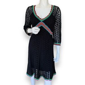 K STUDIO COLLECTION BLACK CROCHETED DRESS. WOMEN’S SIZE S/M